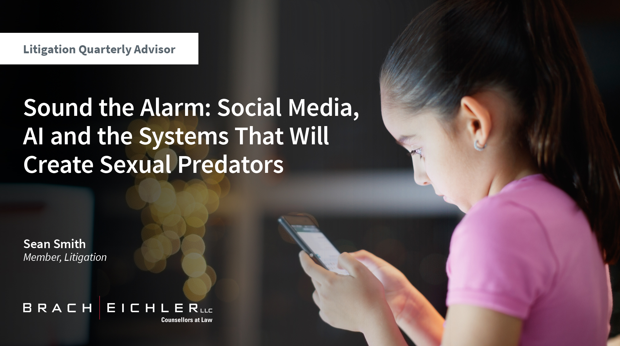 SOUND THE ALARM: SOCIAL MEDIA, AI AND THE SYSTEMS THAT WILL CREATE SEXUAL PREDATORS - Litigation Quarterly Advisor: Family Law Edition - Summer 2024 - Brach Eichler