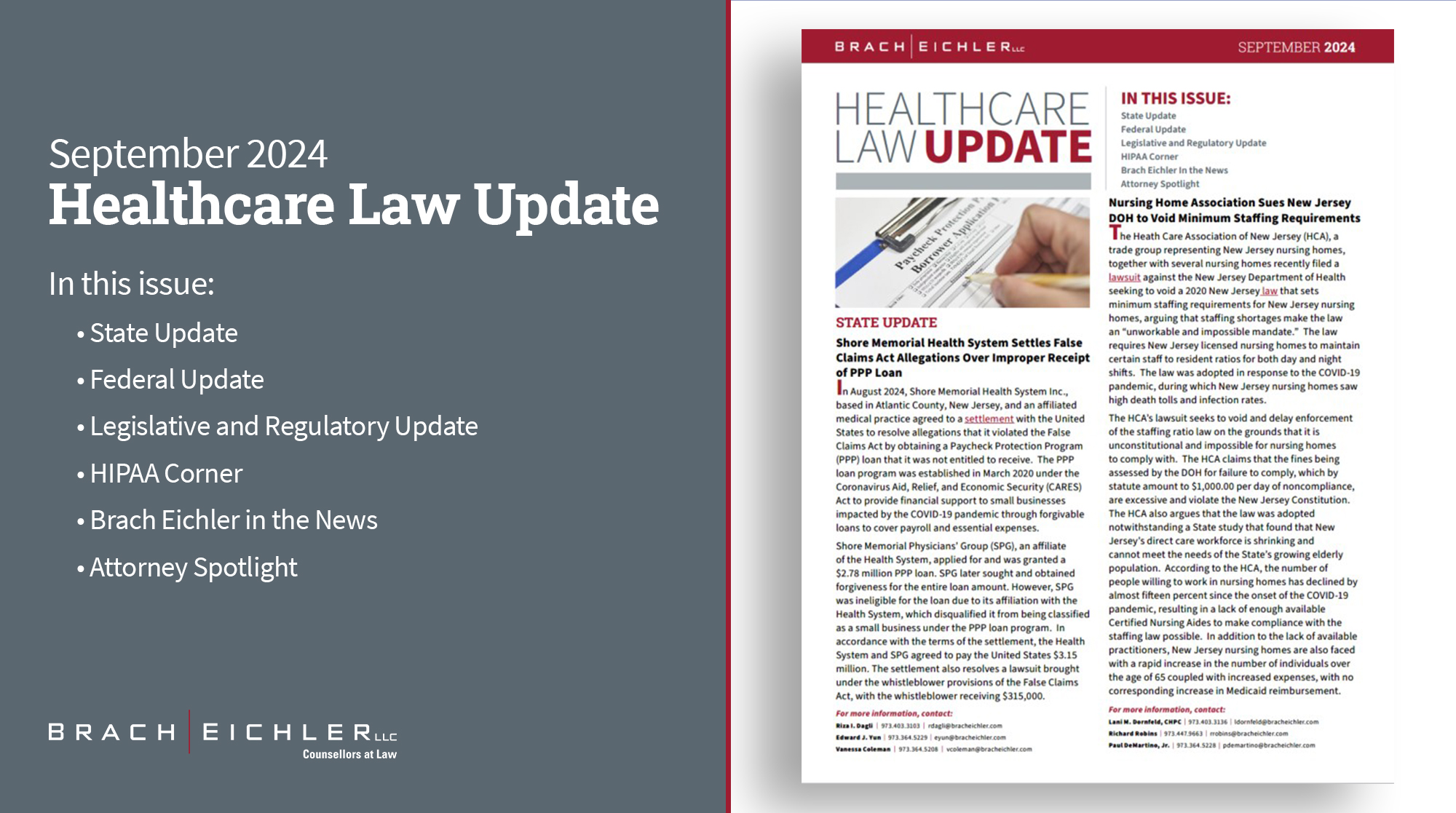 Brach Eichler Healthcare Law Update - September 2024