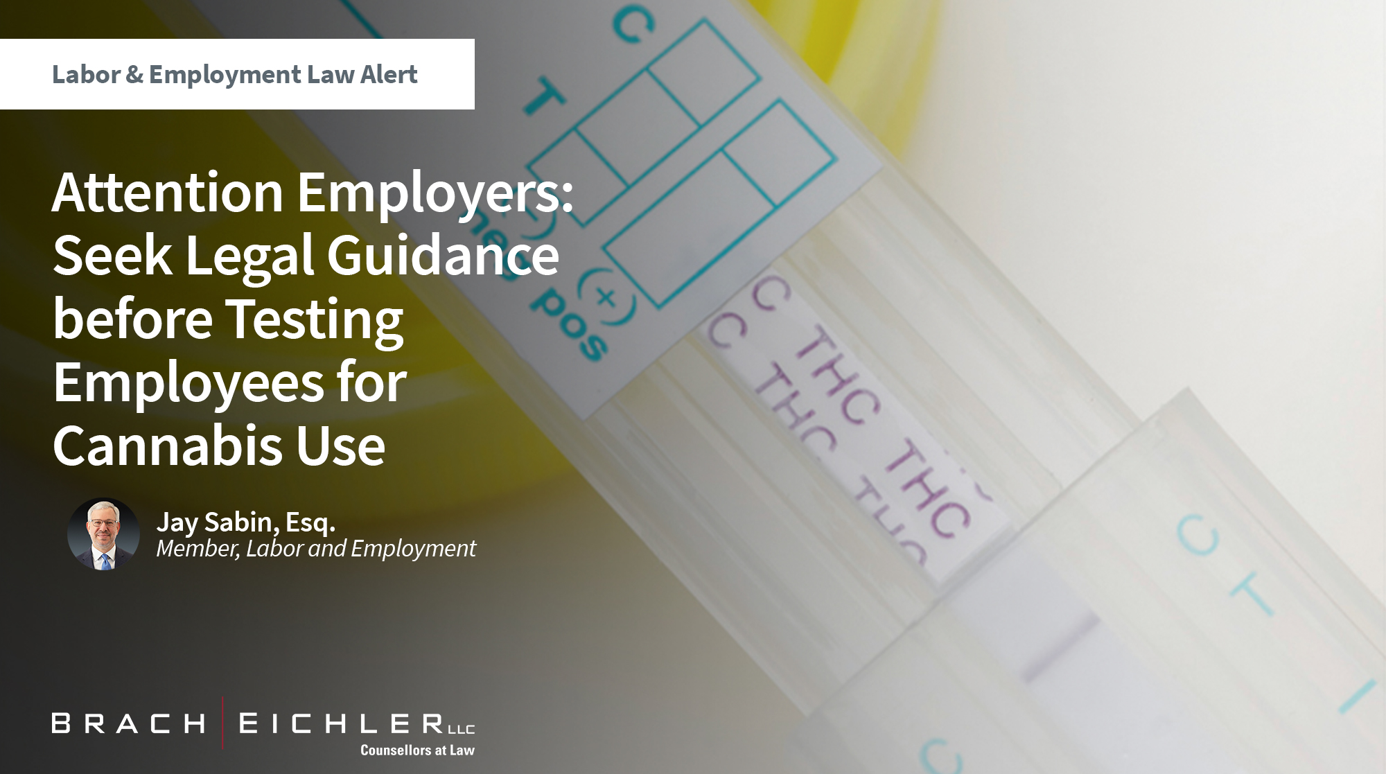 Attention Employers: Seek Legal Guidance before Testing Employees for Cannabis Use - Labor and Employment Alert - Jay Sabin - Brach Eichler