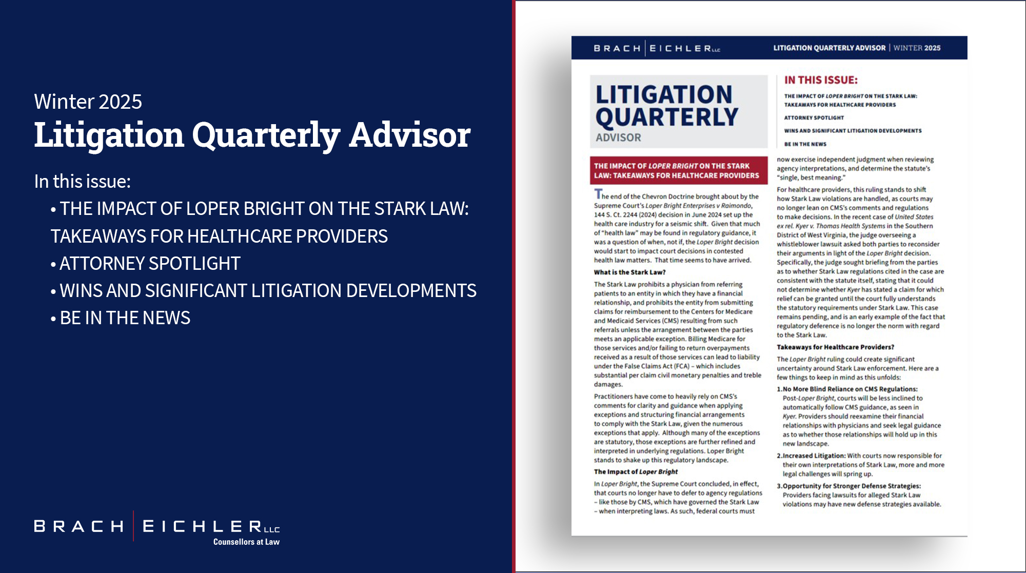 Litigation Quarterly Advisor - Winter 2025 - Brach Eichler